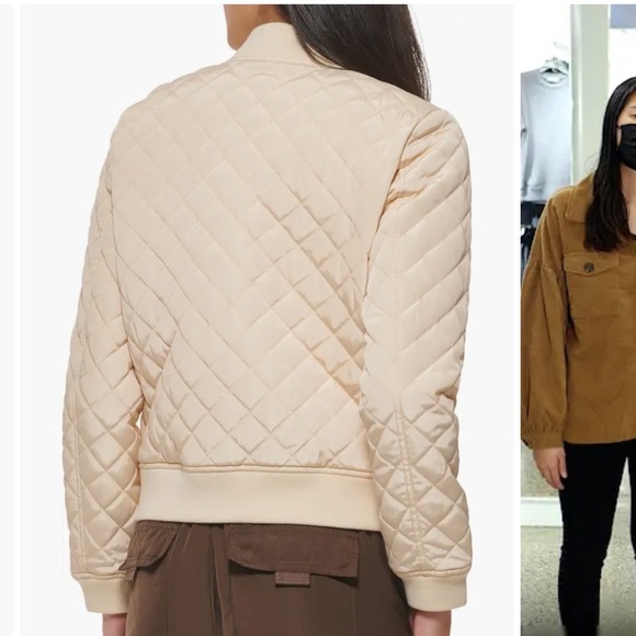 Levi's Diamond Quilted Bomber Jacket in Cream Womens Size L NWT - Picture 2 of 16